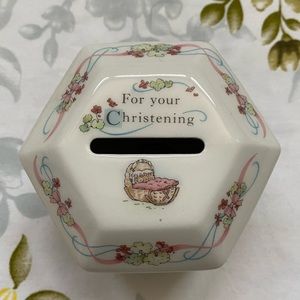 Vintage Wedgwood Peter Rabbit Christening Coin Bank